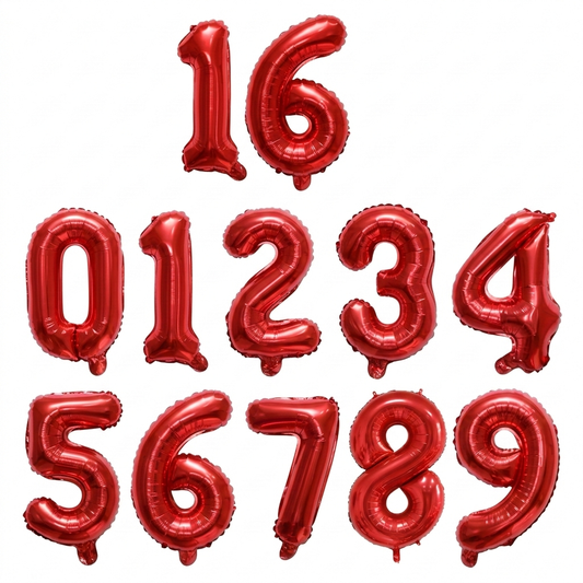 Ballons Chiffres Rouge - 16 Pouces