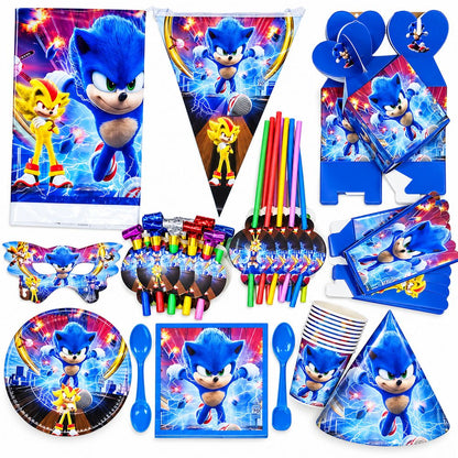 Pack Vaisselle Anniversaire Sonic - 102 Pièces