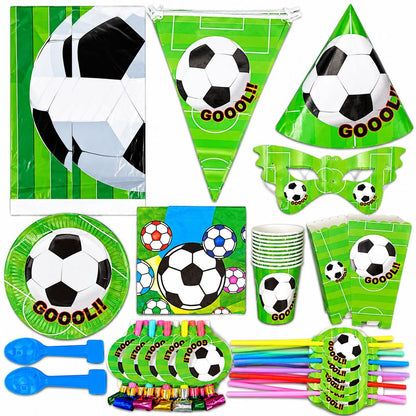 Titre : Pack Vaisselle Anniversaire Football – 92 Pièces