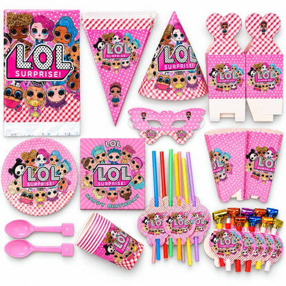 Titre : Pack Vaisselle Anniversaire LOL Surprise - 102 Pièces