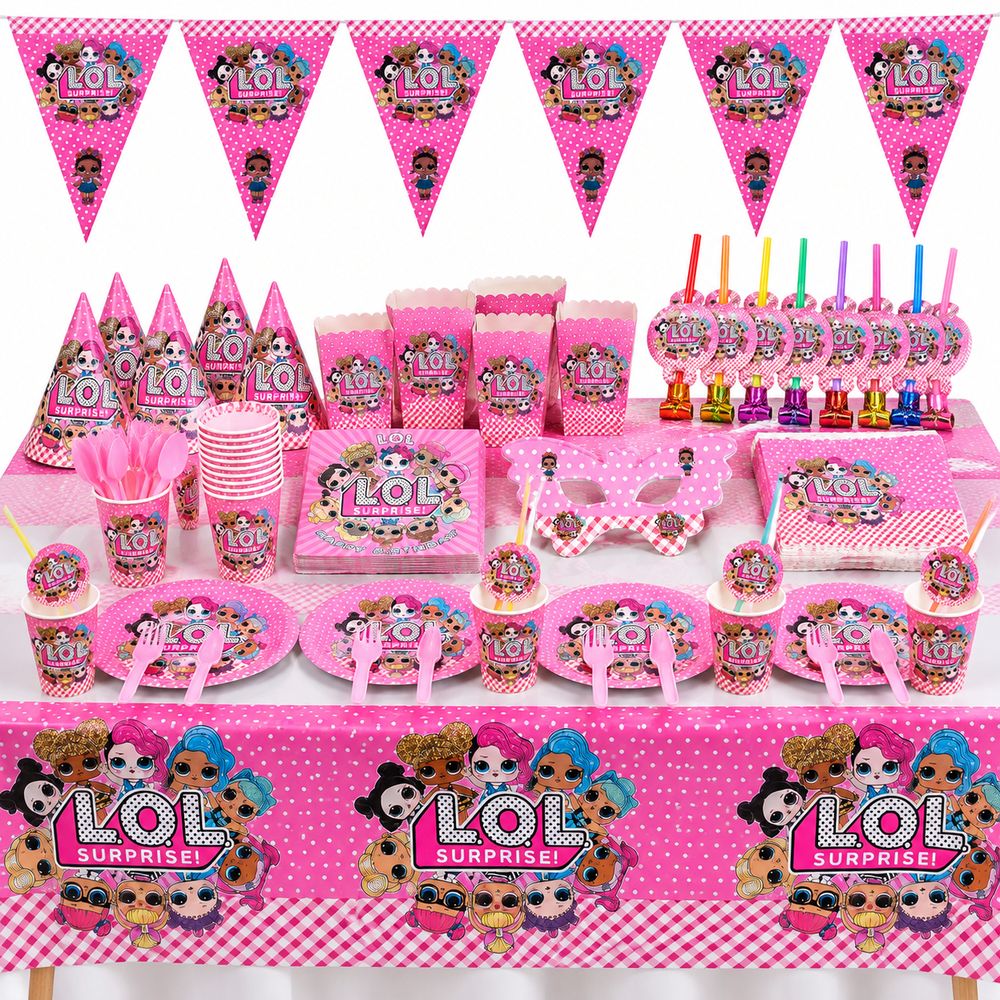 Titre : Pack Vaisselle Anniversaire LOL Surprise - 102 Pièces