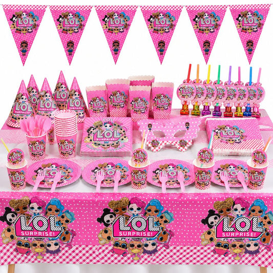 Titre : Pack Vaisselle Anniversaire LOL Surprise - 102 Pièces