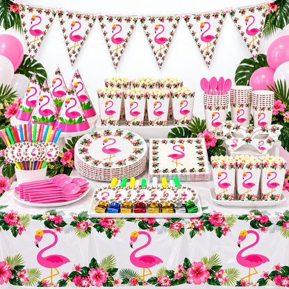 Pack Vaisselle Anniversaire Flamant Rose – 92 Pièces