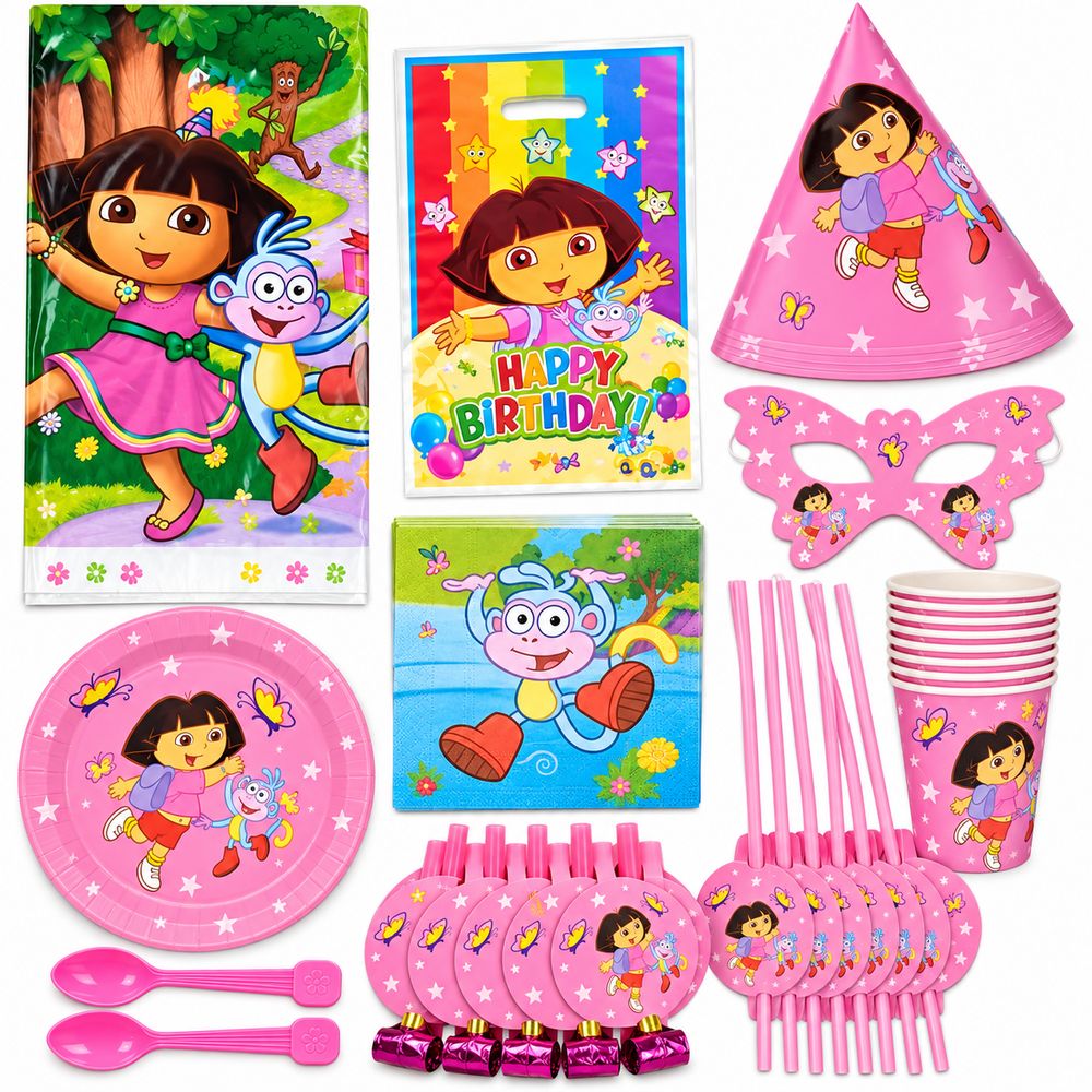Pack Vaisselle Anniversaire Dora – 91 Pièces