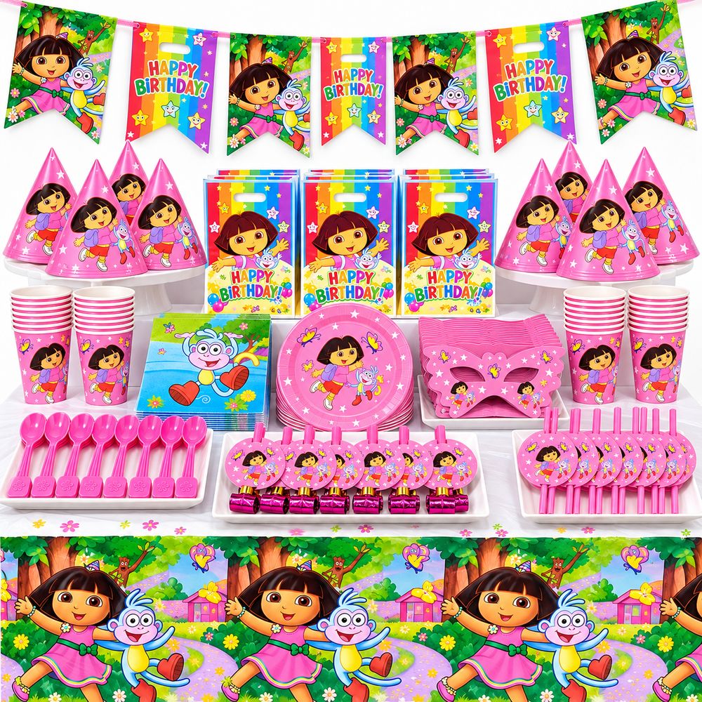 Pack Vaisselle Anniversaire Dora – 91 Pièces