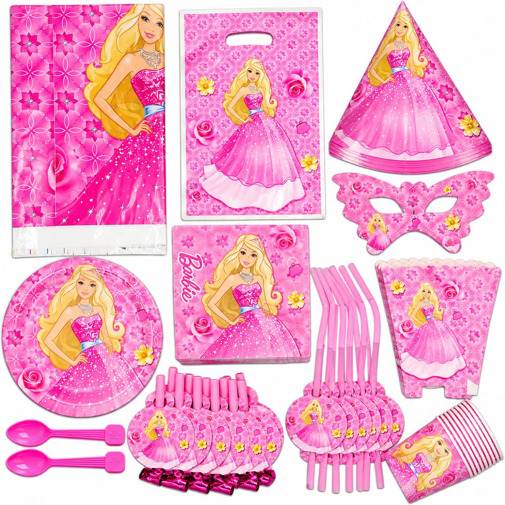 Pack Vaisselle Anniversaire Barbie - 101 Pièces