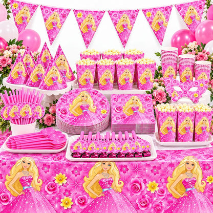 Pack Vaisselle Anniversaire Barbie - 101 Pièces
