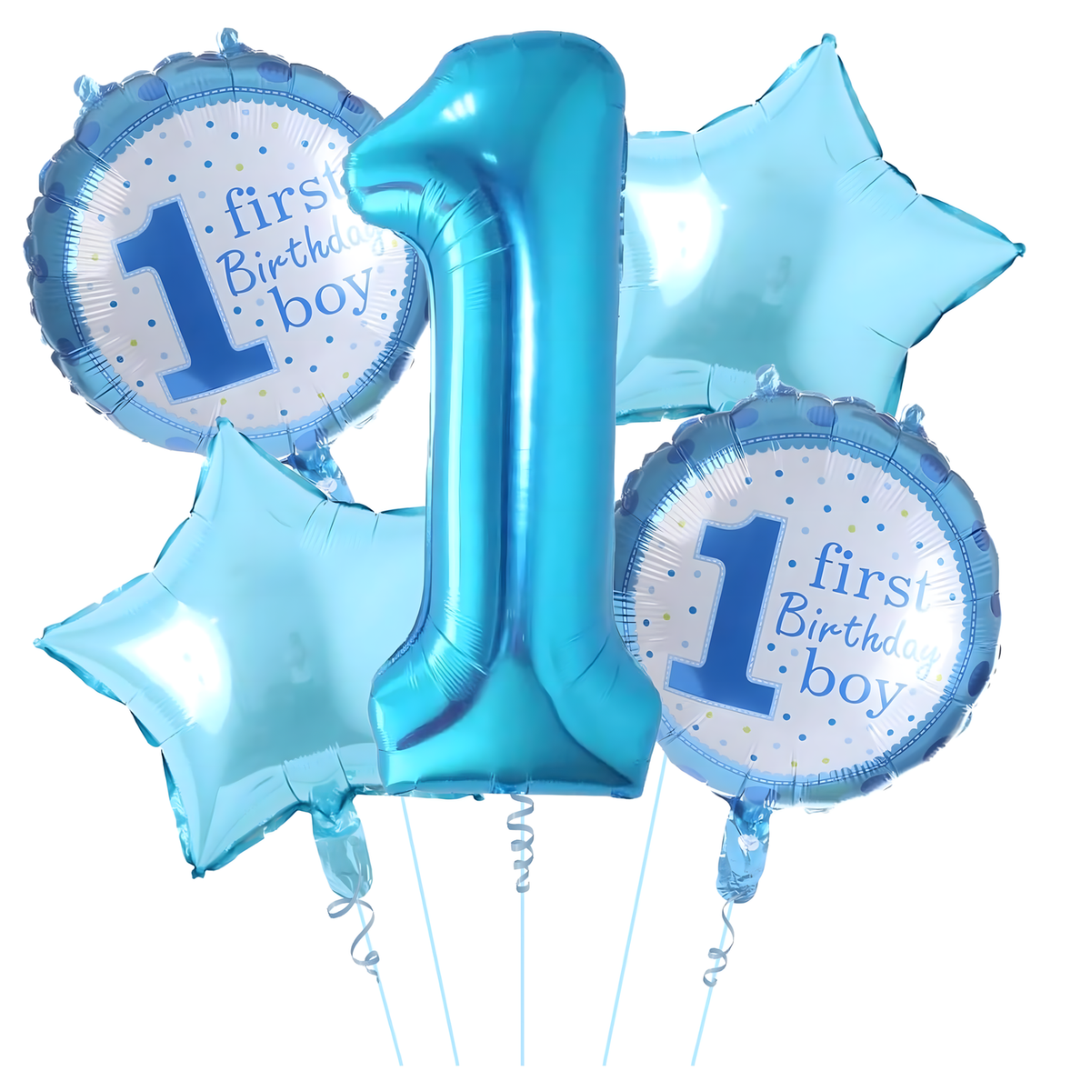 Pack de 5 Ballons 1er Anniversaire Garçon – Bleu
