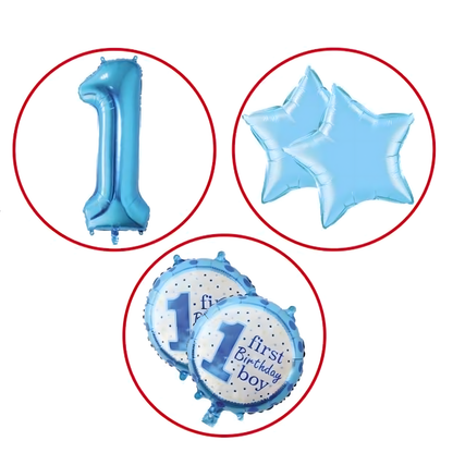 Pack de 5 Ballons 1er Anniversaire Garçon – Bleu