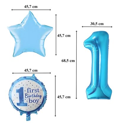 Pack de 5 Ballons 1er Anniversaire Garçon – Bleu