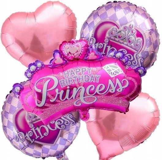 Pack de 5 Ballons Anniversaire Princesse – Rose