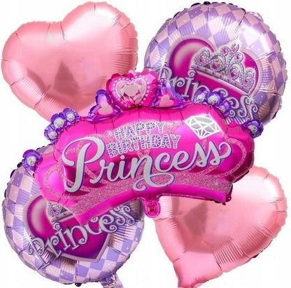 Pack de 5 Ballons Anniversaire Princesse – Rose