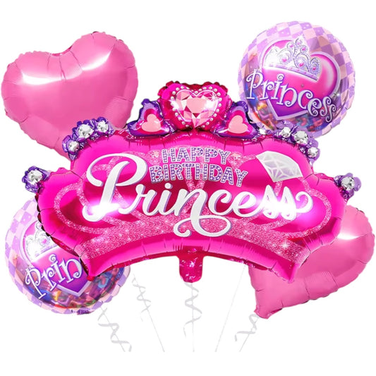 Pack de 5 Ballons Anniversaire Princesse – Rose