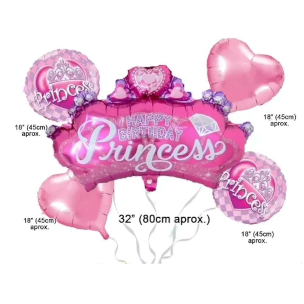 Pack de 5 Ballons Anniversaire Princesse – Rose