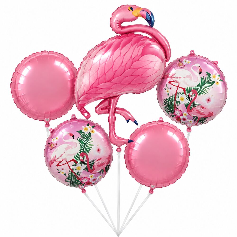 Pack de 5 Ballons Flamant Rose