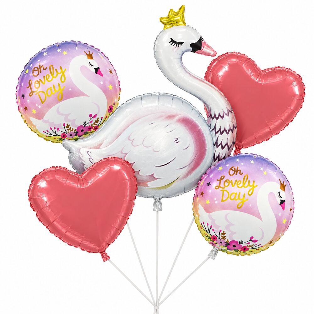 Pack de 5 Ballons Cygne – Rose