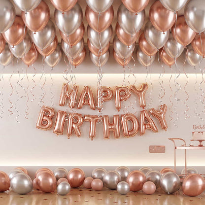 Kit Ballons Happy Birthday Rose Gold