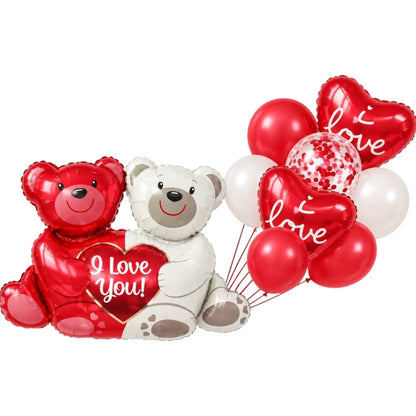 Pack de 9 ballons Love avec ours