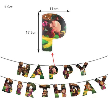 Guirlande Happy Birthday Masha et Michka