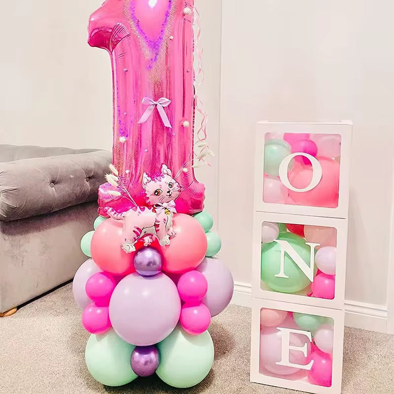 Box Ballons Anniversaire One - Blanc