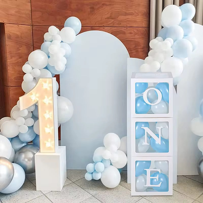 Box Ballons Anniversaire One - Blanc