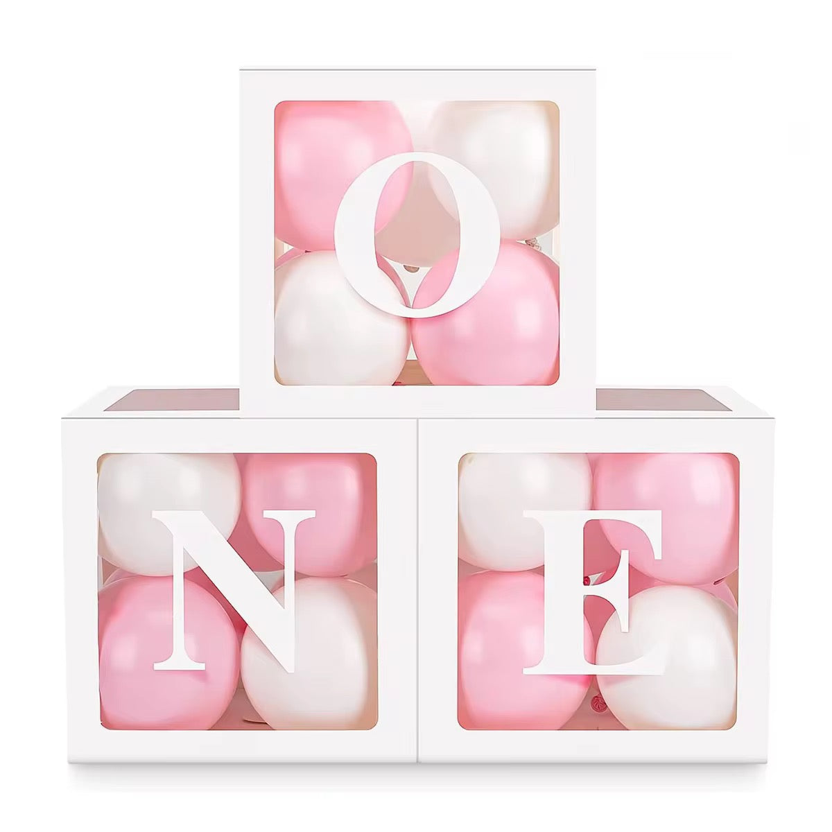 Box Ballons Anniversaire One - Blanc
