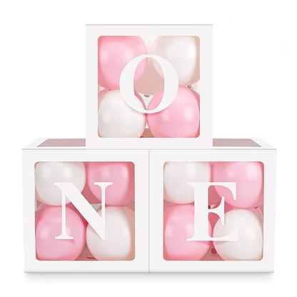 Box Ballons Anniversaire One - Blanc