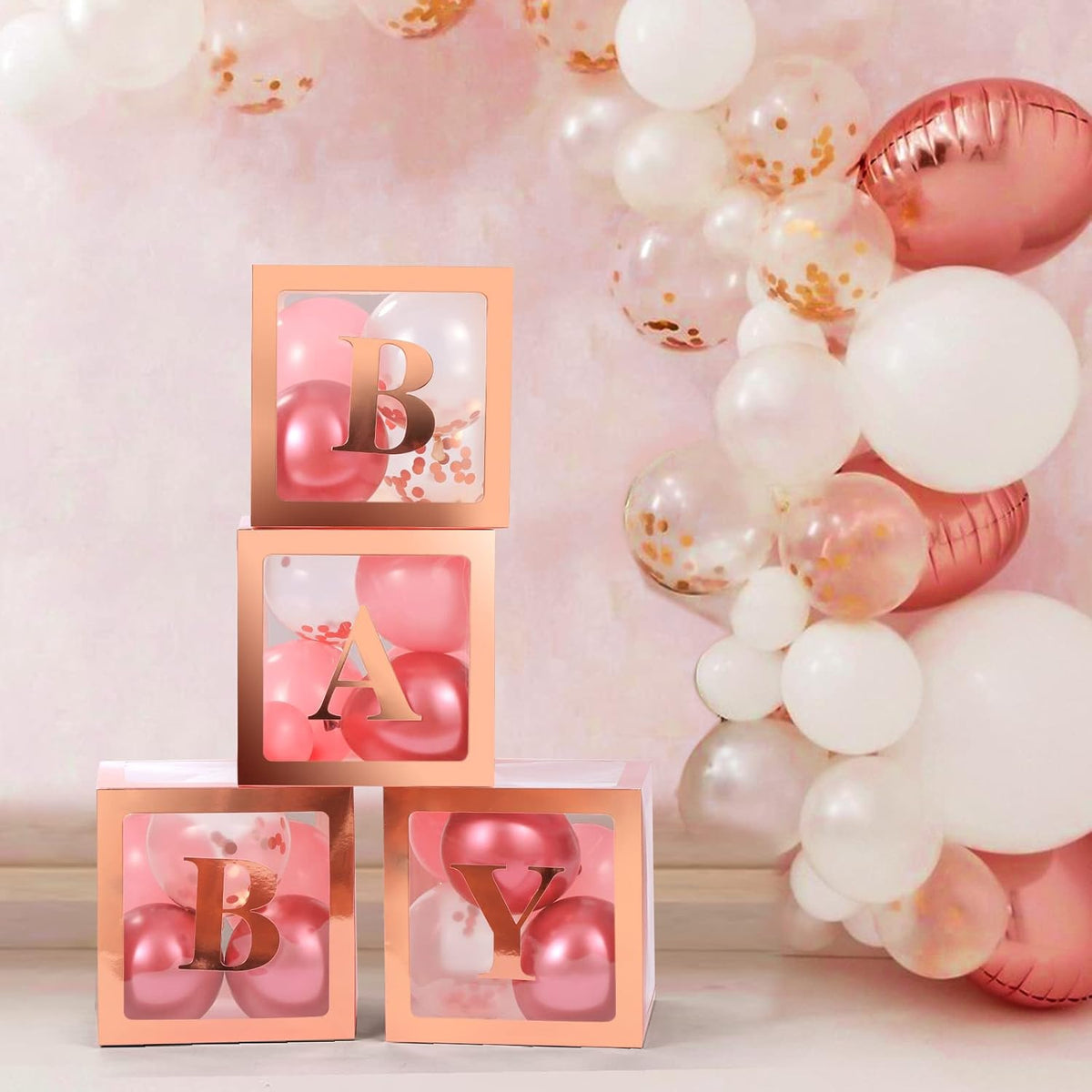 Box Ballons Baby Shower - Rose Gold