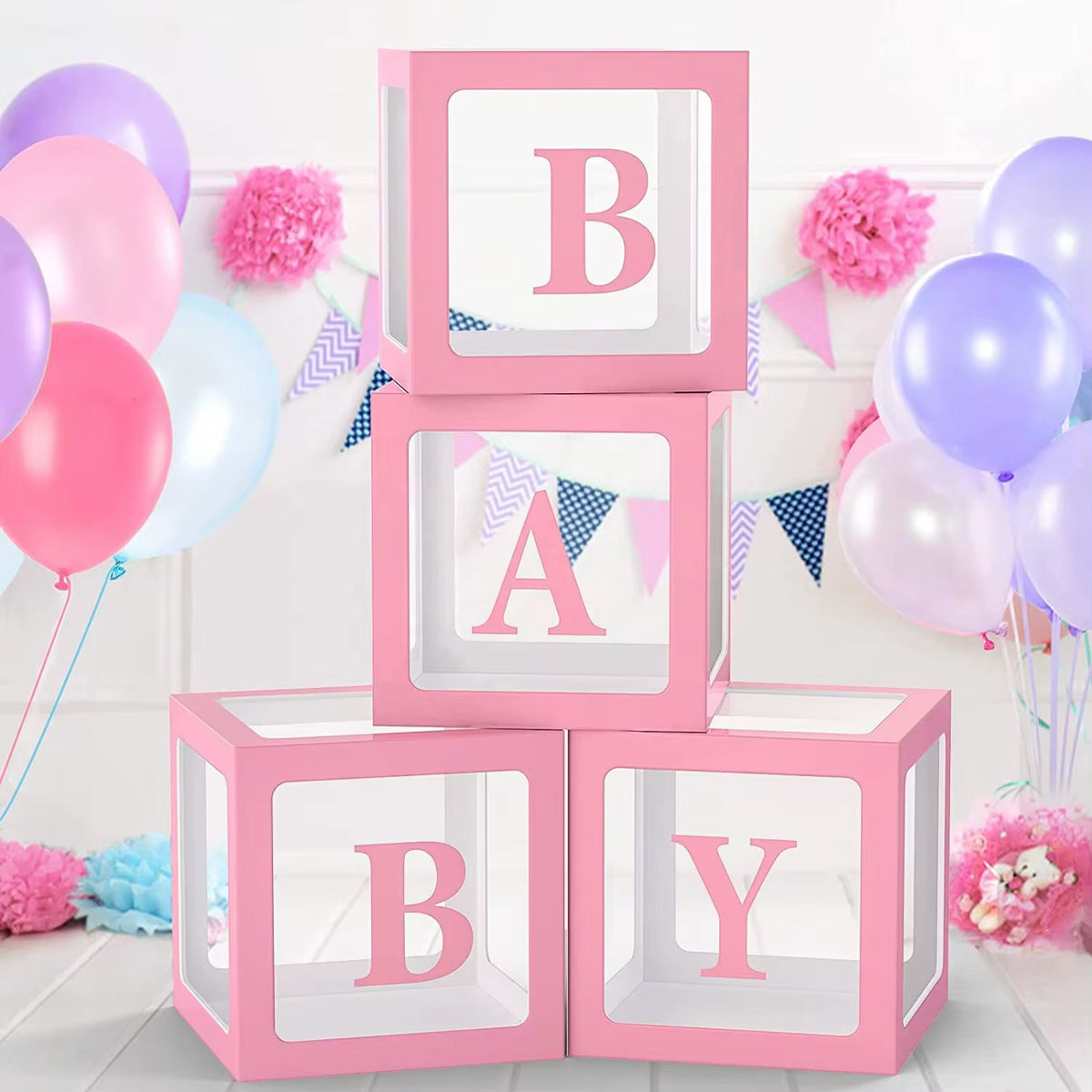 Box Ballons Baby Shower - Rose