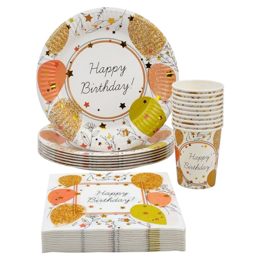 Pack Vaisselle Happy Birthday Ballons - Colorés