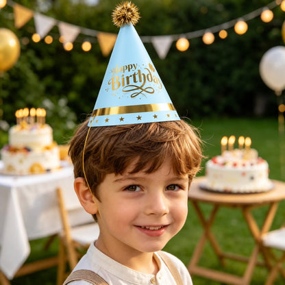 Chapeau de Fête Happy Birthday – Bleu Ciel