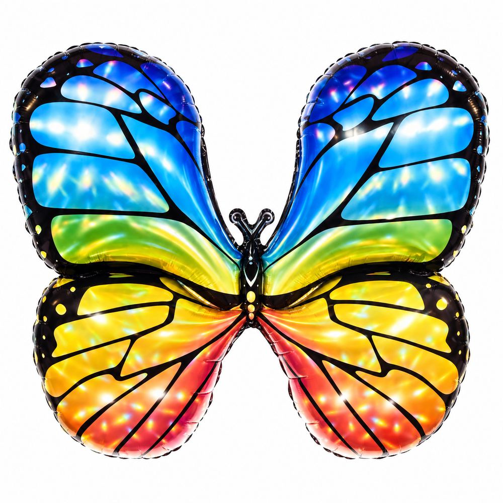 Ballon aluminium papillon holographique multicolore