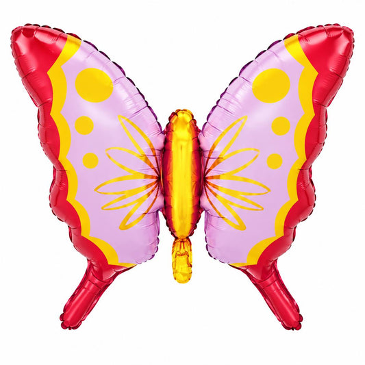 Ballon aluminium papillon rose et jaune