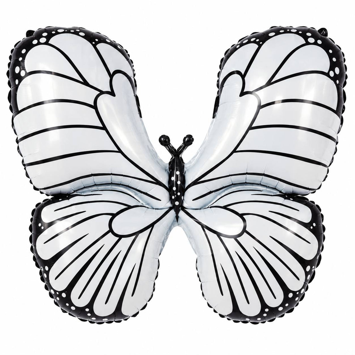 Ballon aluminium papillon blanc et noir