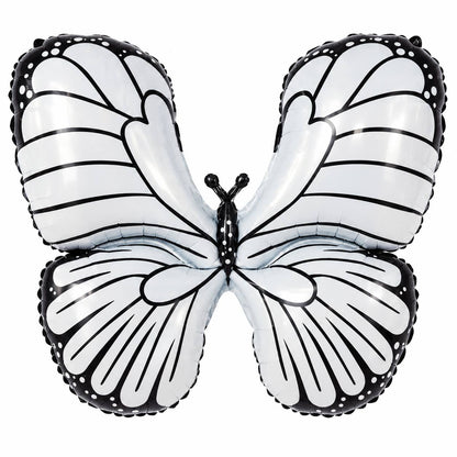 Ballon aluminium papillon blanc et noir