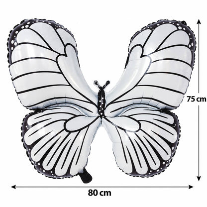 Ballon aluminium papillon blanc et noir
