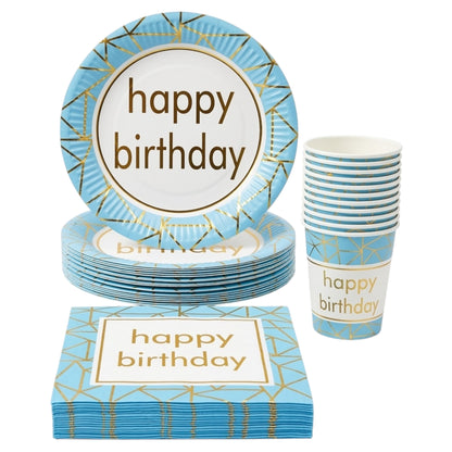 Pack Vaisselle Happy Birthday - Bleu