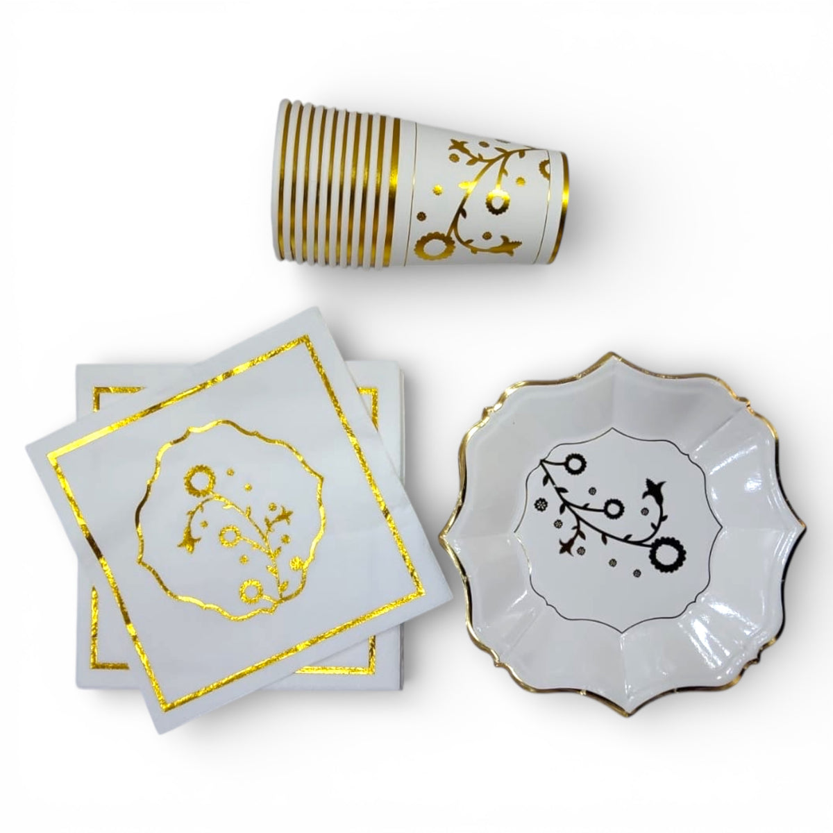Pack Vaisselle Élégant Blanc & Doré