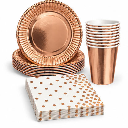 Pack Vaisselle Bronze Métallisé - 30 Pièces