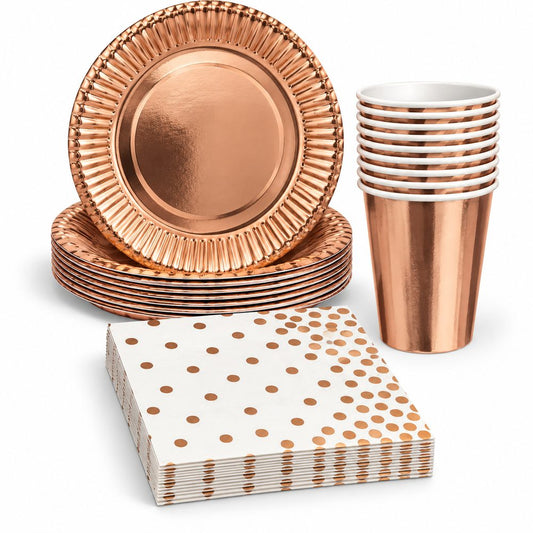 Pack Vaisselle Bronze Métallisé - 30 Pièces