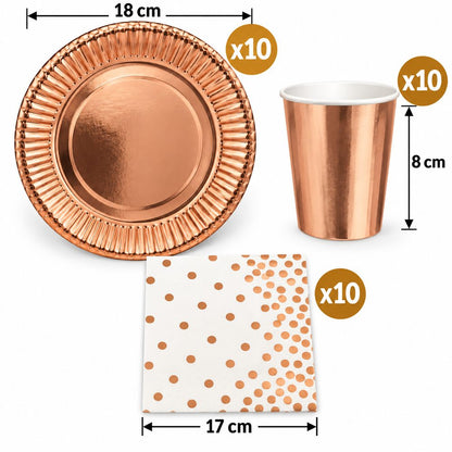 Pack Vaisselle Bronze Métallisé - 30 Pièces