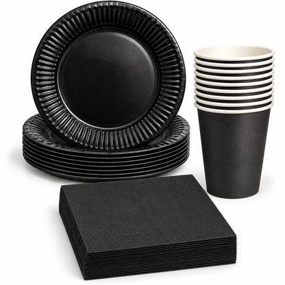 Pack Vaisselle Noir – 30 Pièces