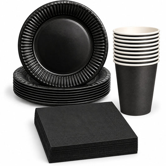 Pack Vaisselle Noir – 30 Pièces
