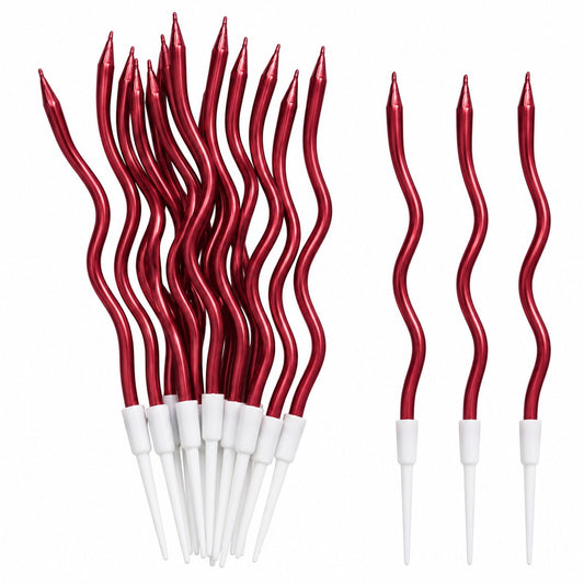 Bougies Ondulées Rouges – Lot de 12