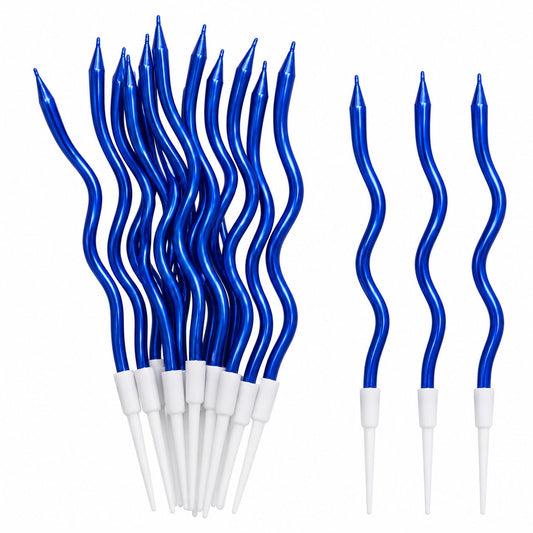Bougies Ondulées Bleu Foncé – Lot de 12