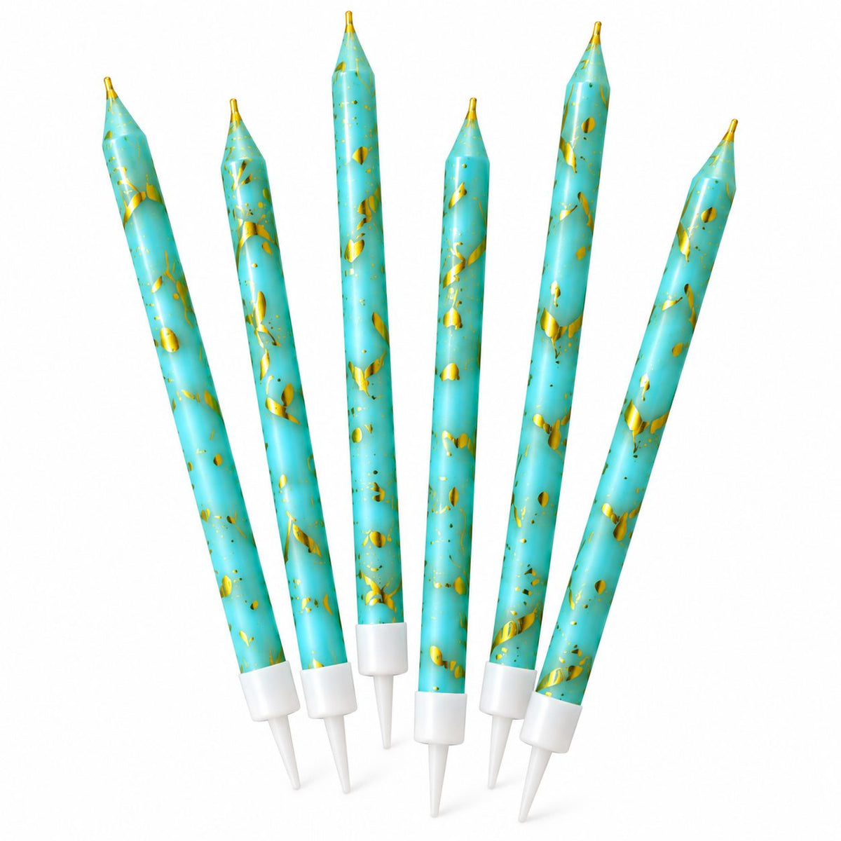 Bougies Turquoise et Dorées – Lot de 6