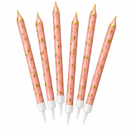 Bougies Roses et Dorées – Lot de 6