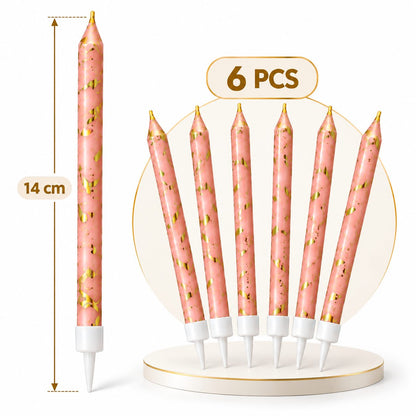 Bougies Roses et Dorées – Lot de 6