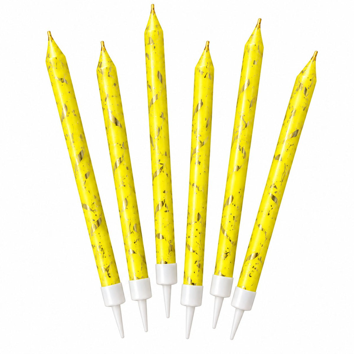 Bougies Jaunes et Dorées – Lot de 6