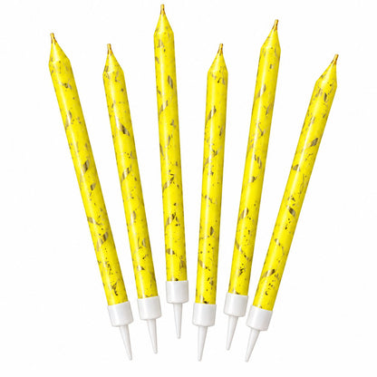 Bougies Jaunes et Dorées – Lot de 6